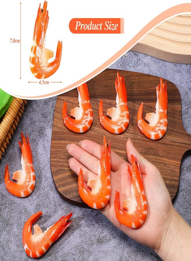 Chalyna 9 Pcs Red Simulated Fake Shrimps Model Simulated Cooked Shrimps Artificial Fake Food Model for Kitchen Home Decoration Food Sample Display and Photography Prop - Image 2